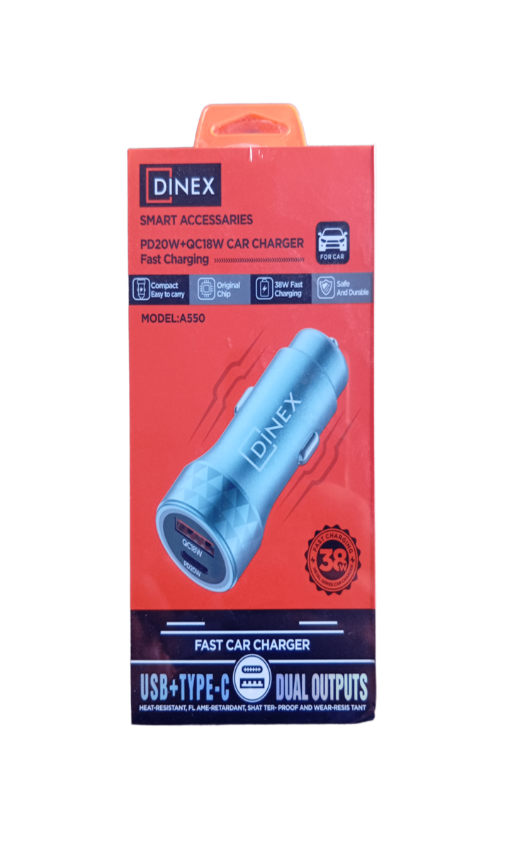 Dinex Car Charger + Type-C