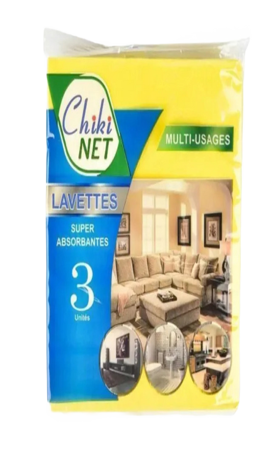 Chiki Net Lavettes de Nettoyage couleur 3Ps