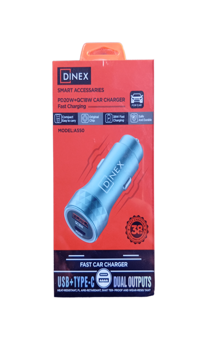 Dinex Car Charger + Type-C